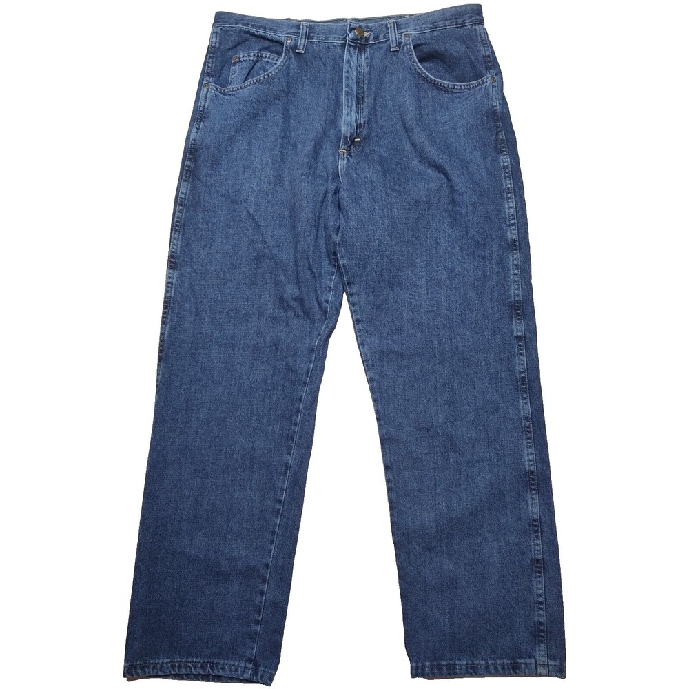 WRANGLER RUGGED WEAR Men 38X30 Denim Blue Jeans EUC